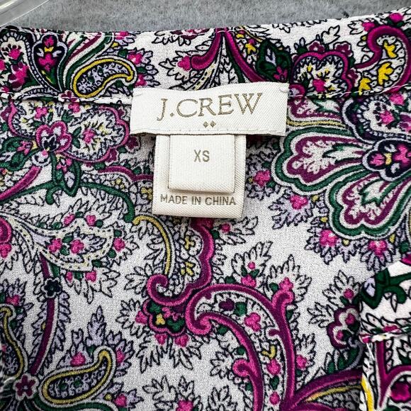 J. Crew Top Women's XS Multi Color Paisley Print Long Sleeve Business Casual - Picture 5 of 9